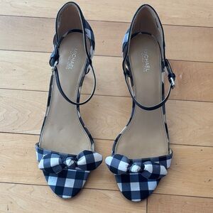 Blue and white check Michael Kors heels